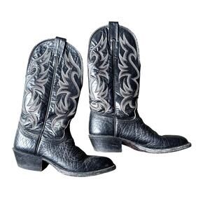 Classic Nocona Boots Mens 6.5 B Black Western Calf Leather Cowboy Boot Rodeo